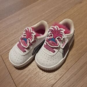 Puma Kids White and Pink Sneakers with Trolls Design